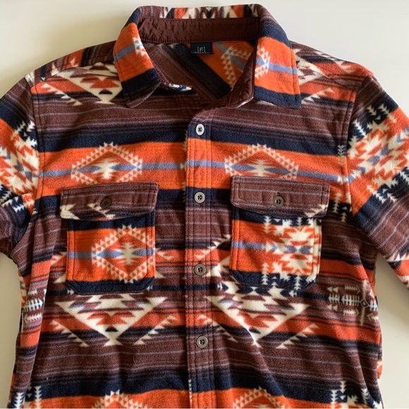 Mens Fleece Button Up Sz Small Southwestern Aztec Cowboy Rodeo Country Southern - Picture 4 of 14